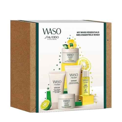 Shiseido WASO - Mega Hydrating Moisturizer 15 ml + Gel-To-Oil Cleanser 30 ml + Yuzu Glow 7 ml + Sleeping Mask 15 ml + Scrub Mask 30 ml