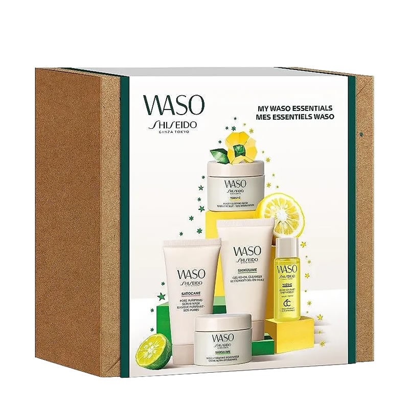 Shiseido WASO - Mega Hydrating Moisturizer 15 ml + Gel-To-Oil Cleanser 30 ml + Yuzu Glow 7 ml + Sleeping Mask 15 ml + Scrub Mask 30 ml