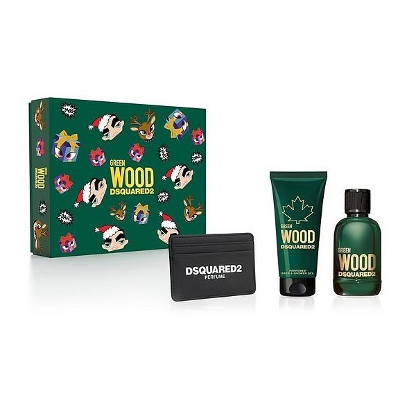 Dsquared2 Green Wood M Set - EdT 100 ml + 100 ml + card holder